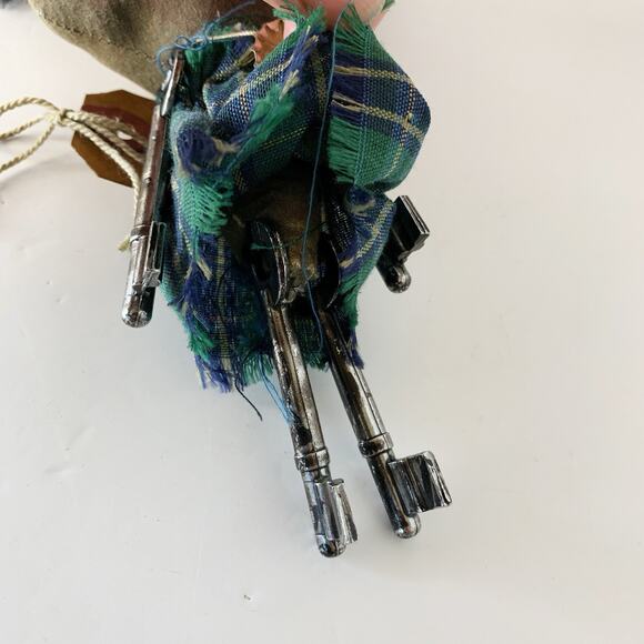 Primitive Folk Art Doll Black Cloth Tattered Distressed Whimsical Rag Hanging 8" - Picture 5 of 7